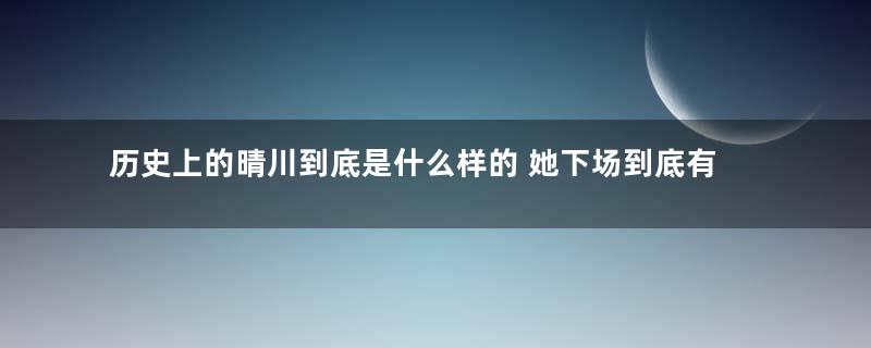 历史上的晴川到底是什么样的 她下场到底有多惨